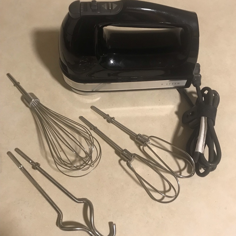 Black and Silver KitchenAid 9 Speed Hand Mixer with Attachments - Picture 3 of 13